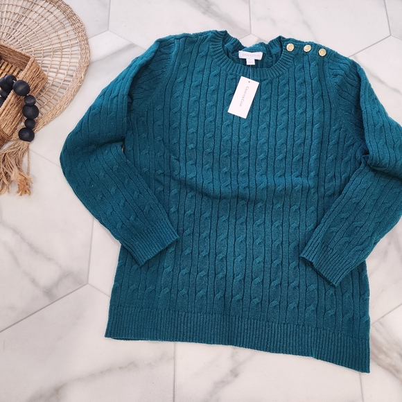 Charter Club Womens Cable Knit Turtleneck Sweater Black Size Petite Xl main image 0